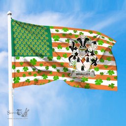 ScotsTee Shop Irish Whey Coat of Arms Irish Family Crest Flag Shamrock American Irish Flag