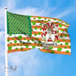 ScotsTee Shop Irish O Twomey Coat of Arms Irish Family Crest Flag Shamrock American Irish Flag