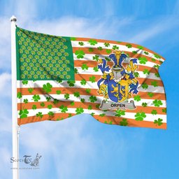 ScotsTee Shop Irish Orpen Coat of Arms Irish Family Crest Flag Shamrock American Irish Flag