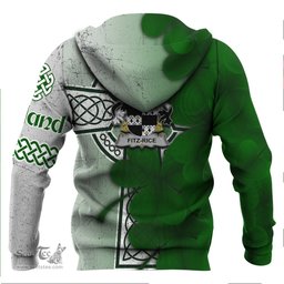ScotsTee Shop Irish Fitz Rice Coat of Arms Irish Family Crest Hoodie Irish Shamrock Celtic Cross Hoodie