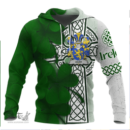 ScotsTee Shop Irish Agar Coat of Arms Irish Family Crest Hoodie Irish Shamrock Celtic Cross Hoodie
