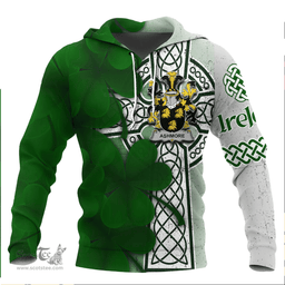 ScotsTee Shop Irish Ashmore Coat of Arms Irish Family Crest Hoodie Irish Shamrock Celtic Cross Hoodie