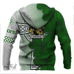 ScotsTee Shop Irish Abraham Coat of Arms Irish Family Crest Hoodie Irish Shamrock Celtic Cross Hoodie