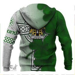 ScotsTee Shop Irish Castell Coat of Arms Irish Family Crest Hoodie Irish Shamrock Celtic Cross Hoodie