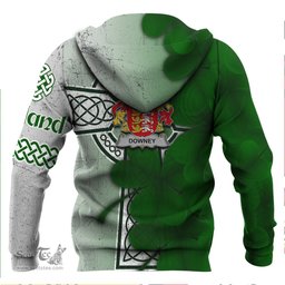 ScotsTee Shop Irish Downey or O Downey Coat of Arms Irish Family Crest Hoodie Irish Shamrock Celtic Cross Hoodie