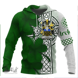 ScotsTee Shop Irish Cooke Coat of Arms Irish Family Crest Hoodie Irish Shamrock Celtic Cross Hoodie