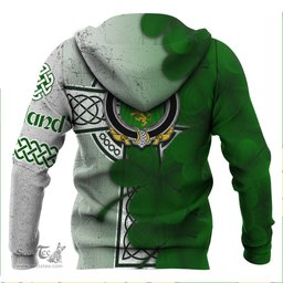 ScotsTee Shop Irish House of MACGENIS Coat of Arms Irish Family Crest Hoodie Irish Shamrock Celtic Cross Hoodie