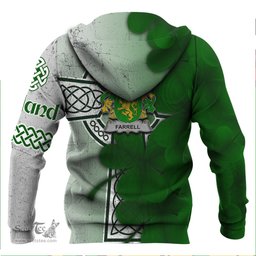 ScotsTee Shop Irish Farrell or O Ferrell Coat of Arms Irish Family Crest Hoodie Irish Shamrock Celtic Cross Hoodie