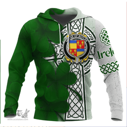 ScotsTee Shop Irish House of BUTLER Coat of Arms Irish Family Crest Hoodie Irish Shamrock Celtic Cross Hoodie