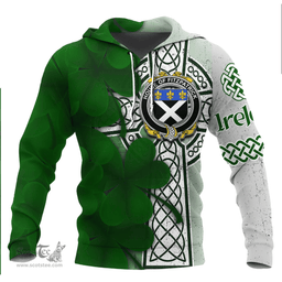ScotsTee Shop Irish House of FITZPATRICK Coat of Arms Irish Family Crest Hoodie Irish Shamrock Celtic Cross Hoodie