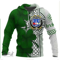 ScotsTee Shop Irish House of O CAHAN (KEANE) Coat of Arms Irish Family Crest Hoodie Irish Shamrock Celtic Cross Hoodie