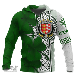 ScotsTee Shop Irish House of O BRIEN Coat of Arms Irish Family Crest Hoodie Irish Shamrock Celtic Cross Hoodie