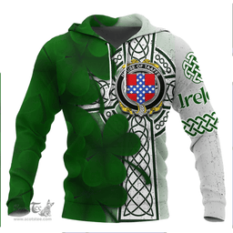 ScotsTee Shop Irish House of TAAFFE Coat of Arms Irish Family Crest Hoodie Irish Shamrock Celtic Cross Hoodie