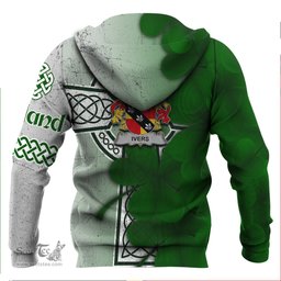 ScotsTee Shop Irish Ivers Coat of Arms Irish Family Crest Hoodie Irish Shamrock Celtic Cross Hoodie