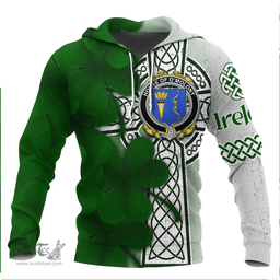 ScotsTee Shop Irish House of O MOLONY Coat of Arms Irish Family Crest Hoodie Irish Shamrock Celtic Cross Hoodie