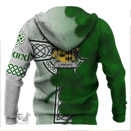 ScotsTee Shop Irish Lombard Coat of Arms Irish Family Crest Hoodie Irish Shamrock Celtic Cross Hoodie