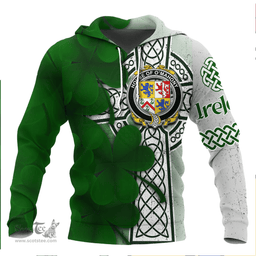 ScotsTee Shop Irish House of O MAHONY Coat of Arms Irish Family Crest Hoodie Irish Shamrock Celtic Cross Hoodie