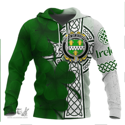 ScotsTee Shop Irish House of O COFFEY Coat of Arms Irish Family Crest Hoodie Irish Shamrock Celtic Cross Hoodie