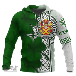 ScotsTee Shop Irish Keevan or O Kevane Coat of Arms Irish Family Crest Hoodie Irish Shamrock Celtic Cross Hoodie