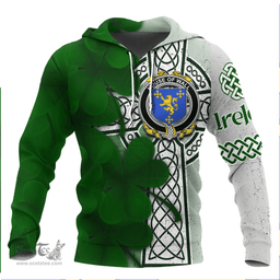 ScotsTee Shop Irish House of WALL Coat of Arms Irish Family Crest Hoodie Irish Shamrock Celtic Cross Hoodie