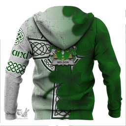 ScotsTee Shop Irish Meldon or Muldoon Coat of Arms Irish Family Crest Hoodie Irish Shamrock Celtic Cross Hoodie