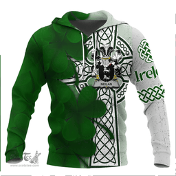 ScotsTee Shop Irish Neilan or O Neylan Coat of Arms Irish Family Crest Hoodie Irish Shamrock Celtic Cross Hoodie