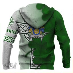 ScotsTee Shop Irish Mihill Coat of Arms Irish Family Crest Hoodie Irish Shamrock Celtic Cross Hoodie