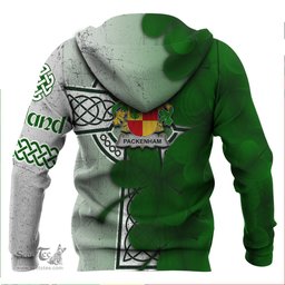 ScotsTee Shop Irish Packenham Coat of Arms Irish Family Crest Hoodie Irish Shamrock Celtic Cross Hoodie