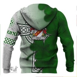 ScotsTee Shop Irish Veile or Veale Coat of Arms Irish Family Crest Hoodie Irish Shamrock Celtic Cross Hoodie
