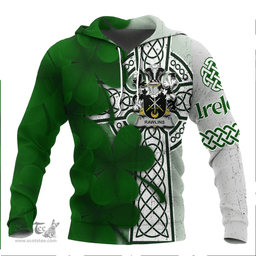 ScotsTee Shop Irish Rawlins Coat of Arms Irish Family Crest Hoodie Irish Shamrock Celtic Cross Hoodie