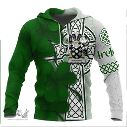 ScotsTee Shop Irish Wadding Coat of Arms Irish Family Crest Hoodie Irish Shamrock Celtic Cross Hoodie