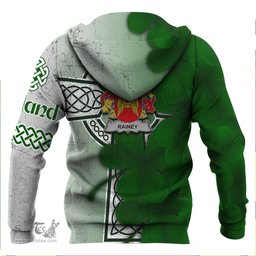ScotsTee Shop Irish Rainey Coat of Arms Irish Family Crest Hoodie Irish Shamrock Celtic Cross Hoodie