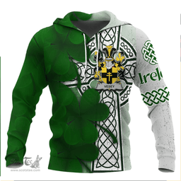 ScotsTee Shop Irish Vesey Coat of Arms Irish Family Crest Hoodie Irish Shamrock Celtic Cross Hoodie