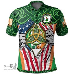 ScotsTee Shop Irish House of O'CONCANNON Family Crest Irish American Flag Polo Shirt Irish Roots Polo Shirt