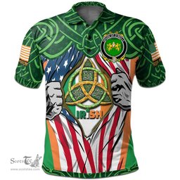 ScotsTee Shop Irish House of O'REILLY Family Crest Irish American Flag Polo Shirt Irish Roots Polo Shirt