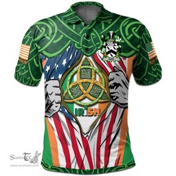 ScotsTee Shop Irish Wise Family Crest Irish American Flag Polo Shirt Irish Roots Polo Shirt