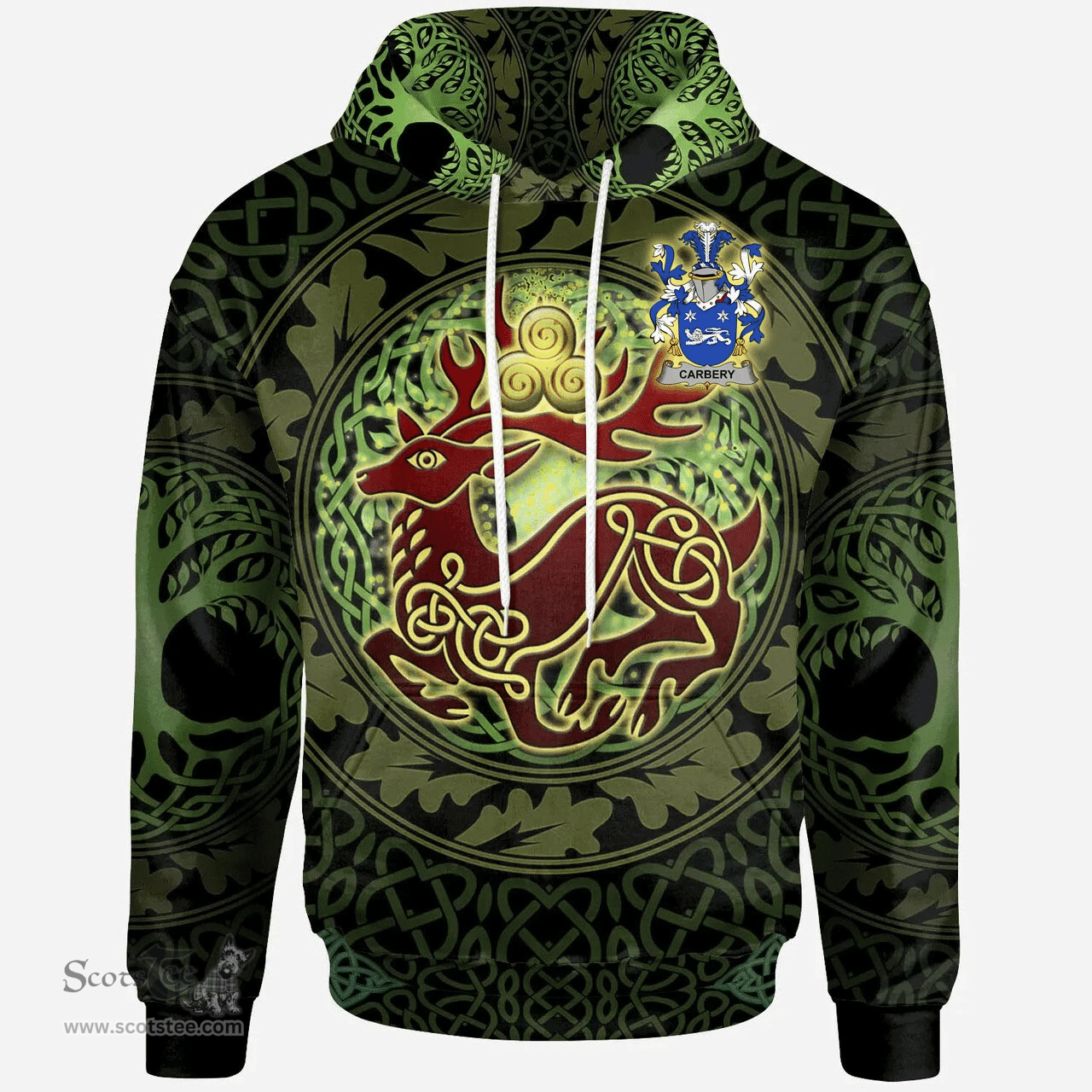 ScotsTee Shop Irish Carbery Coat of Arms Family Crest Ireland Hoodie The God of The Forest Hoodie