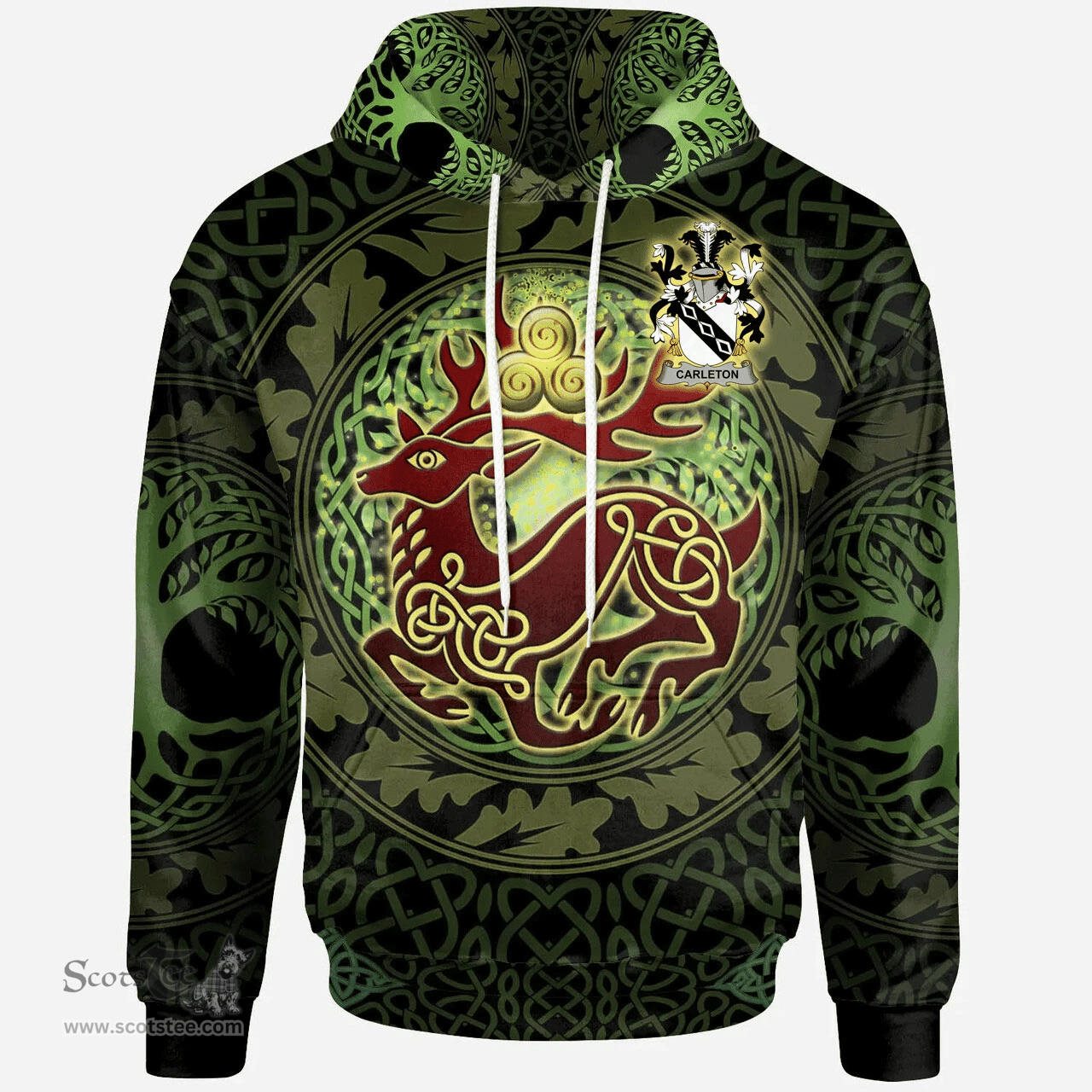 ScotsTee Shop Irish Carleton Coat of Arms Family Crest Ireland Hoodie The God of The Forest Hoodie
