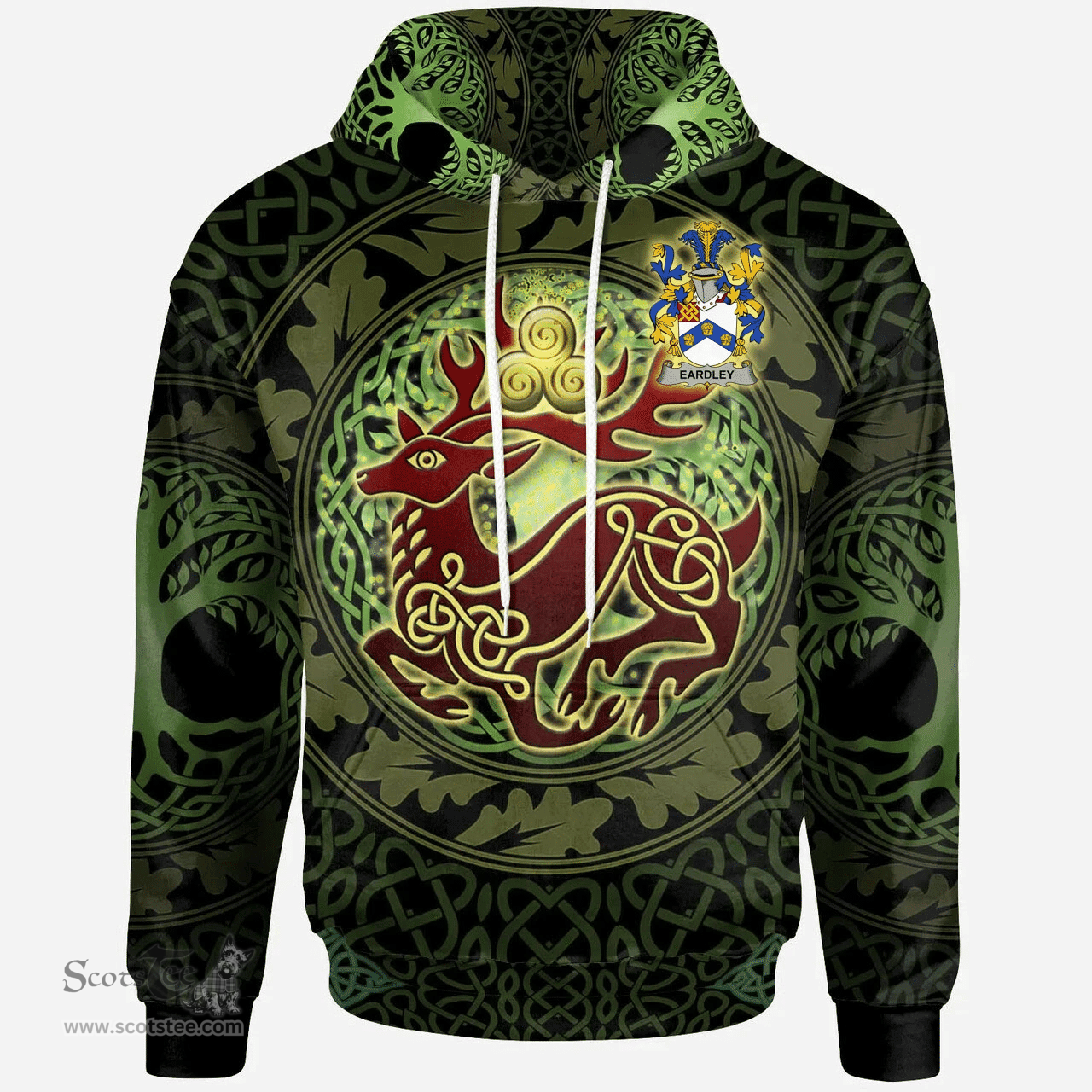 ScotsTee Shop Irish Eardley Coat of Arms Family Crest Ireland Hoodie The God of The Forest Hoodie