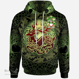 ScotsTee Shop Irish Drury or McDrury Coat of Arms Family Crest Ireland Hoodie The God of The Forest Hoodie