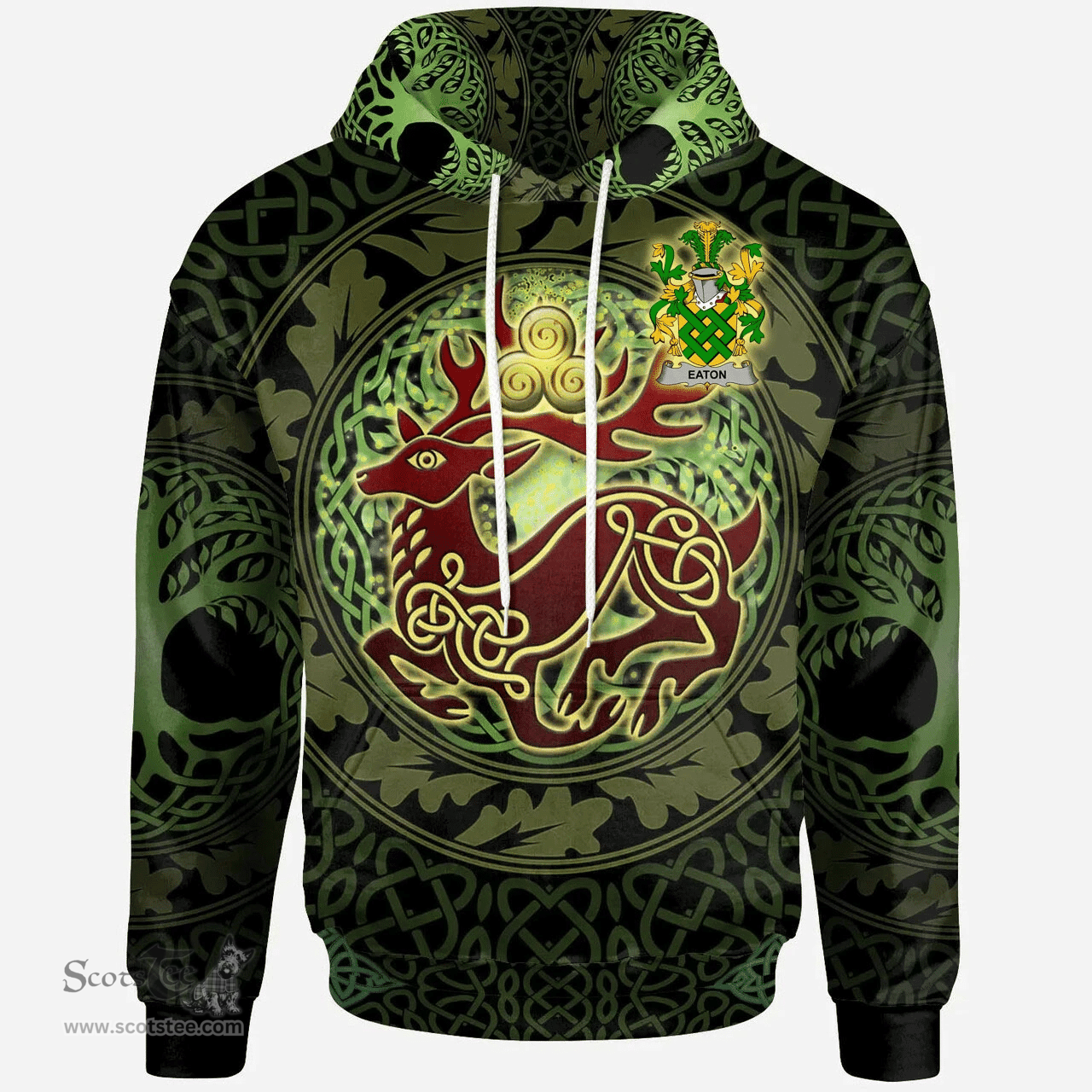 ScotsTee Shop Irish Eaton Coat of Arms Family Crest Ireland Hoodie The God of The Forest Hoodie