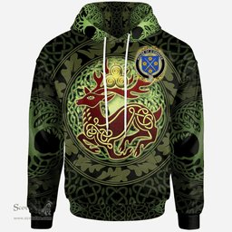 ScotsTee Shop Irish House of O'DINNEEN Coat of Arms Family Crest Ireland Hoodie The God of The Forest Hoodie