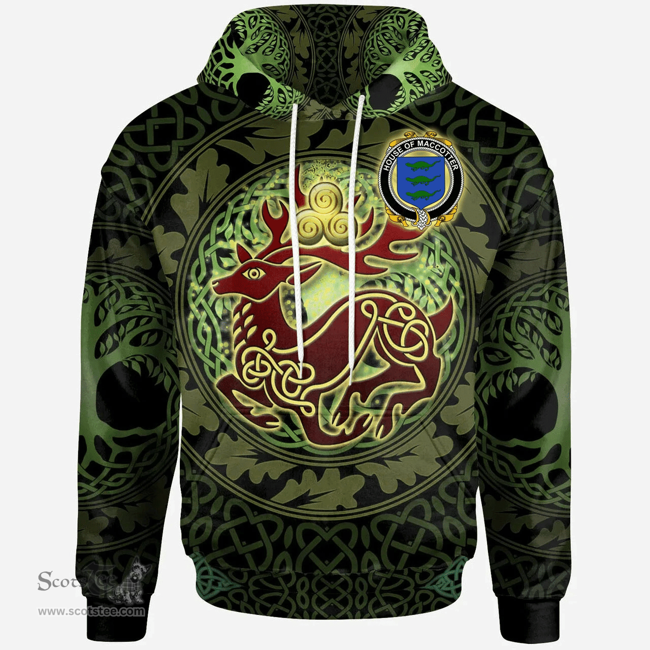 ScotsTee Shop Irish House of MACCOTTER Coat of Arms Family Crest Ireland Hoodie The God of The Forest Hoodie