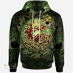 ScotsTee Shop Irish Hogan or O'Hogan Coat of Arms Family Crest Ireland Hoodie The God of The Forest Hoodie