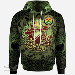ScotsTee Shop Irish House of MACDONOGH (Connacht) Coat of Arms Family Crest Ireland Hoodie The God of The Forest Hoodie