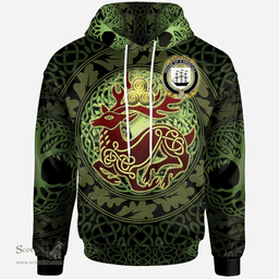 ScotsTee Shop Irish House of O'DRISCOLL Coat of Arms Family Crest Ireland Hoodie The God of The Forest Hoodie