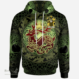 ScotsTee Shop Irish Farley or O'Farley Coat of Arms Family Crest Ireland Hoodie The God of The Forest Hoodie