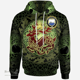ScotsTee Shop Irish House of O'CAHILL Coat of Arms Family Crest Ireland Hoodie The God of The Forest Hoodie
