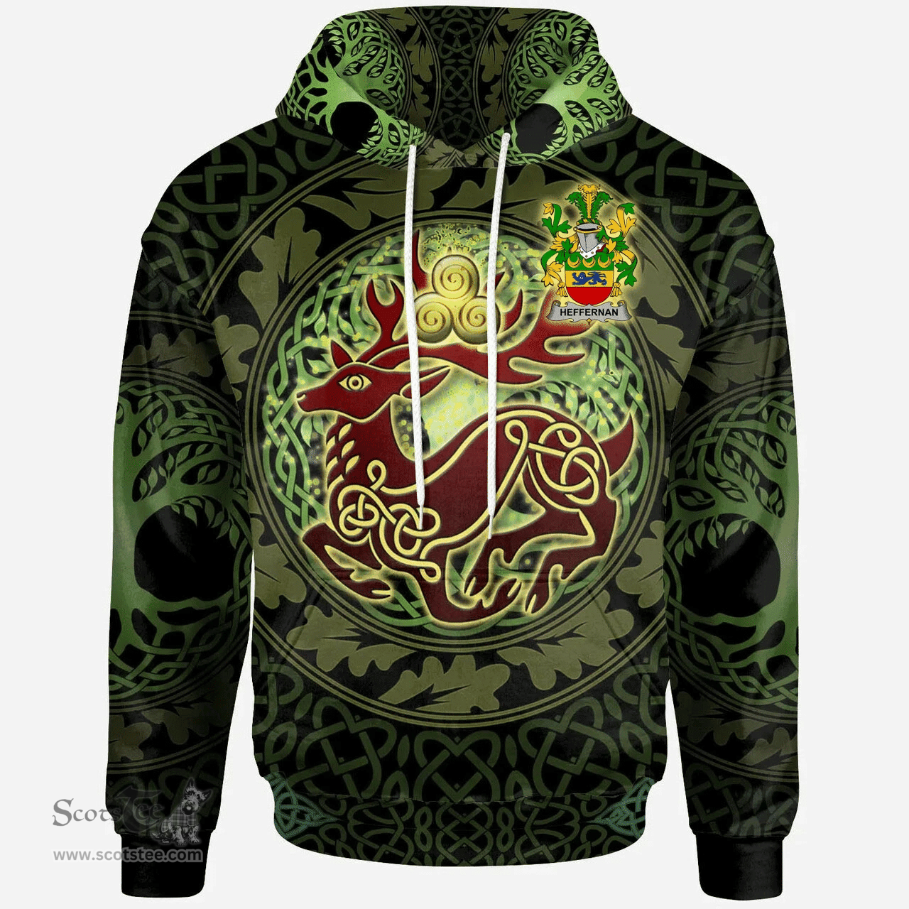 ScotsTee Shop Irish Heffernan or O'Heffernan Coat of Arms Family Crest Ireland Hoodie The God of The Forest Hoodie