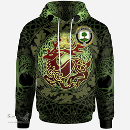 ScotsTee Shop Irish House of O'CONNOR (Faly) Coat of Arms Family Crest Ireland Hoodie The God of The Forest Hoodie
